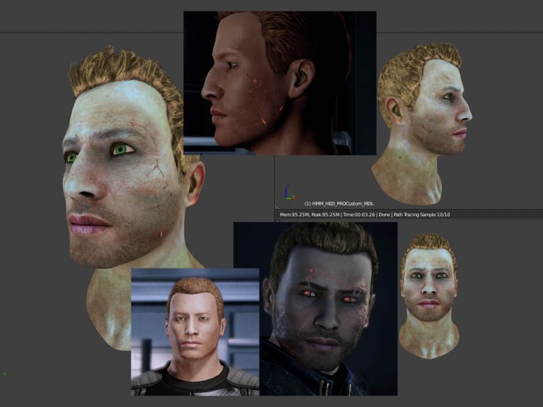 Mass effect headmorph importer for Blender: examples